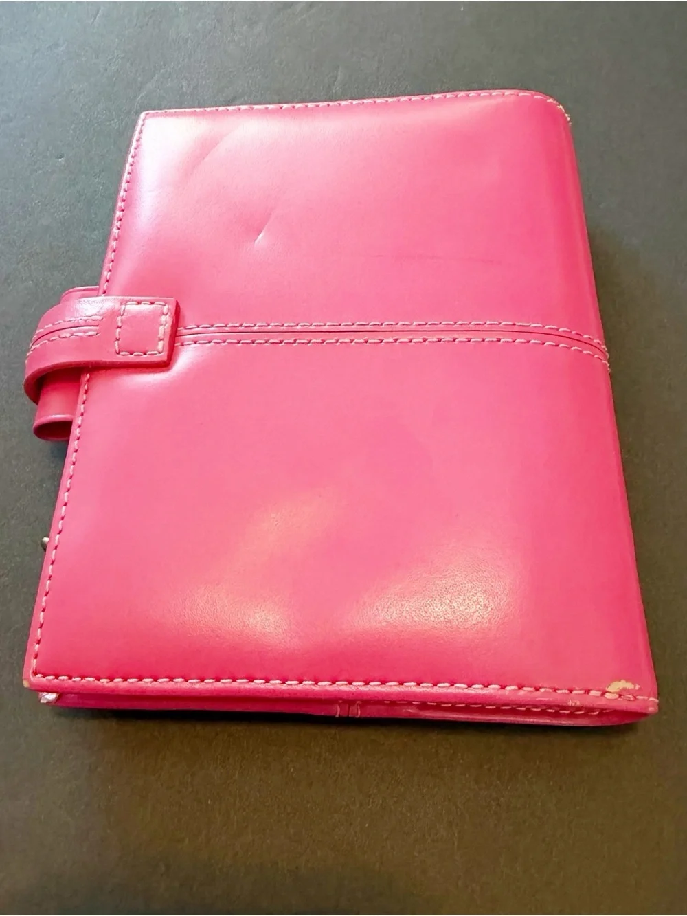 Filofax Cross Pink A7 Pocket Organizer Planner Binder 6 Ring Italian Leather